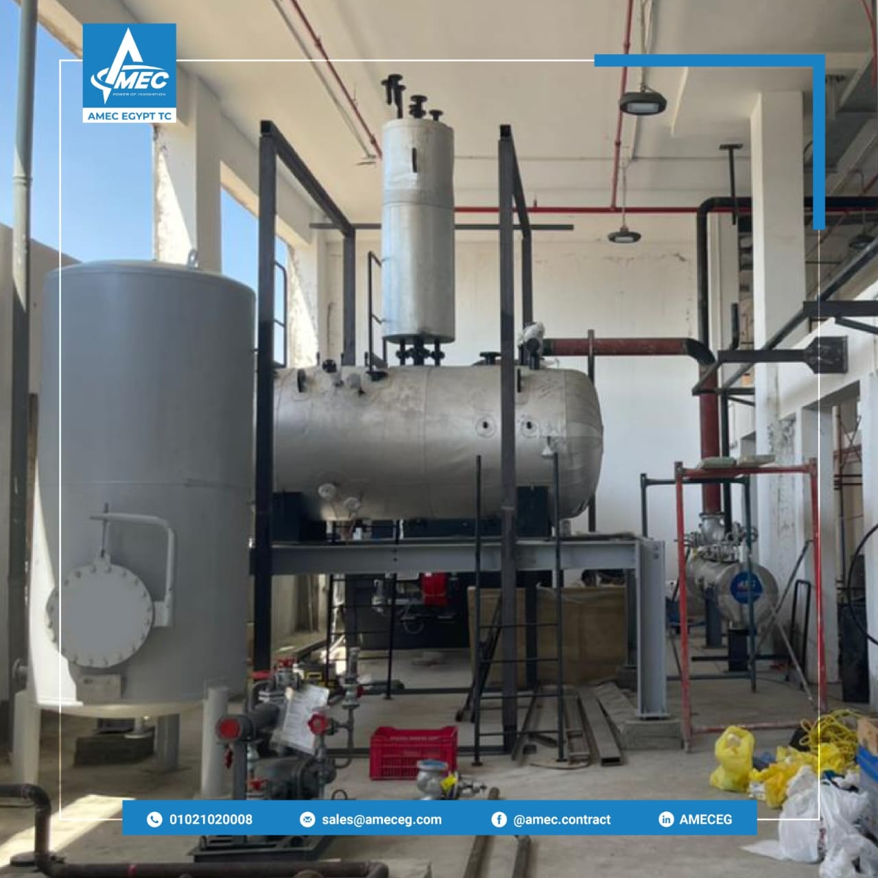Connecting the main boiler’s lines In monginis egypt factory